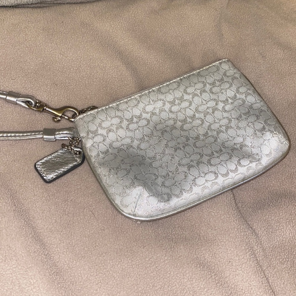 COACH SILVER SPARKLY MONOGRAM WRISTLET